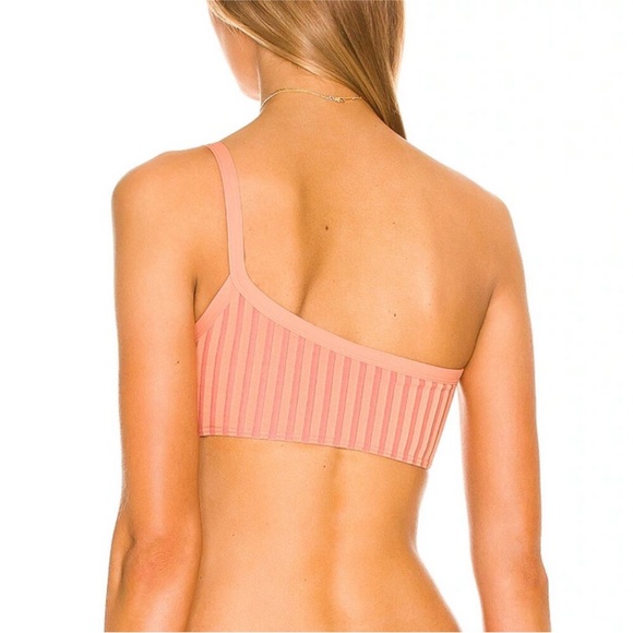 L*Space Axel One Shoulder Two Tone Ribbed Bikini Top - Picture 7 of 9